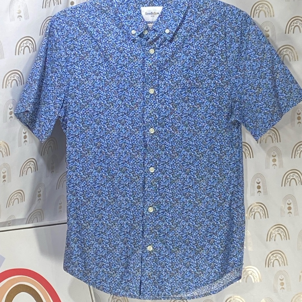 Goodfellow & Co Blue Patterned Casual Button Down Shirt